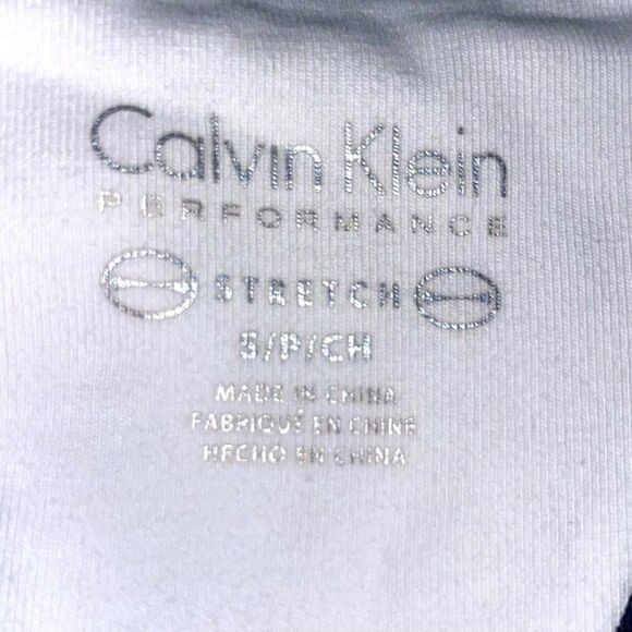 Calvin Klein Wm’s Sz Small Black White Large Logo Spellout Racerback Sports Bra - Picture 4 of 5